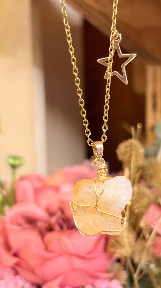Collar Citrino y Estrella Engarzado (Pieza Única)