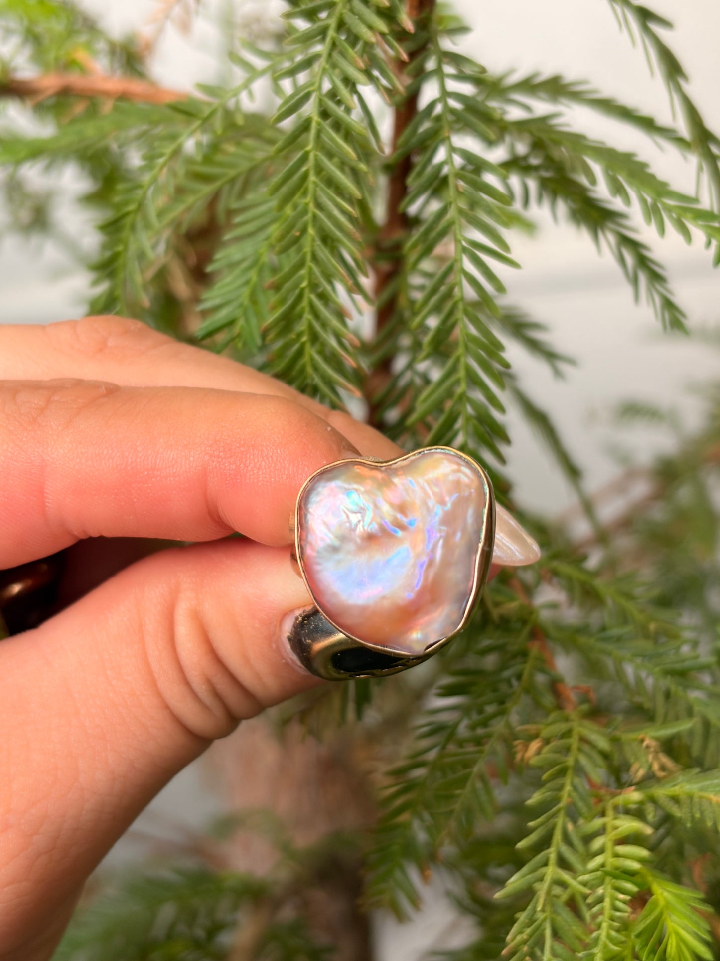 Anillo Perla Corazón Maxi