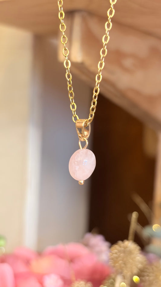 Collar Cuarzo Rosa Nugget (Pieza Única)