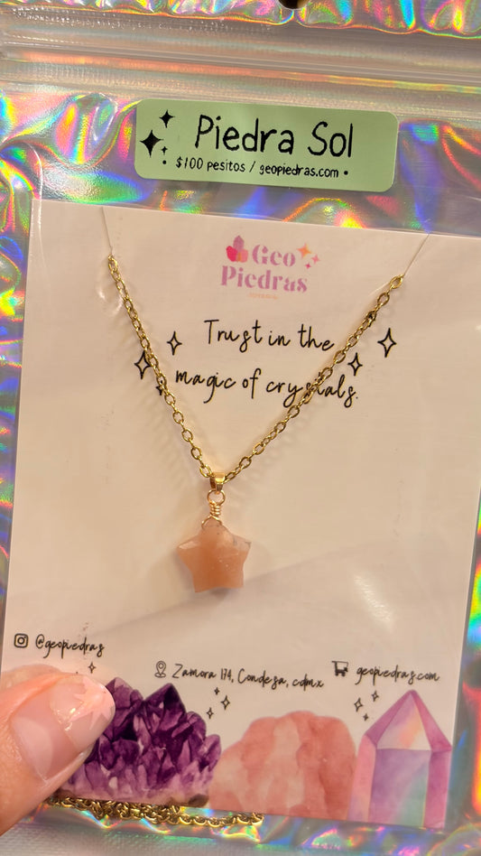 Collar Sencillo Mineral •Stock de 100 Pesitos •  Piedra Sol