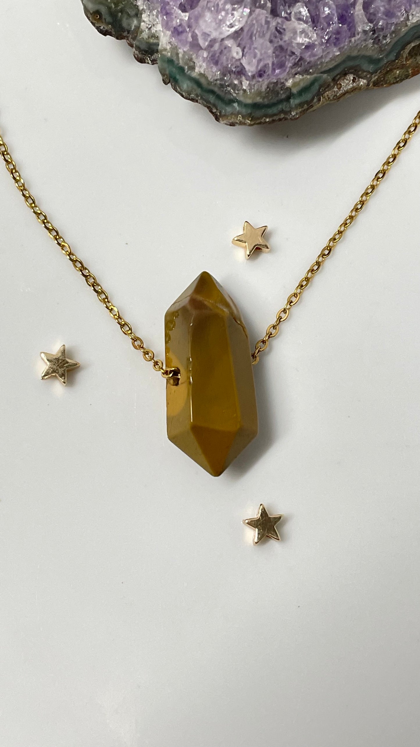 Collar Jaspe Amarillo Doble Punta