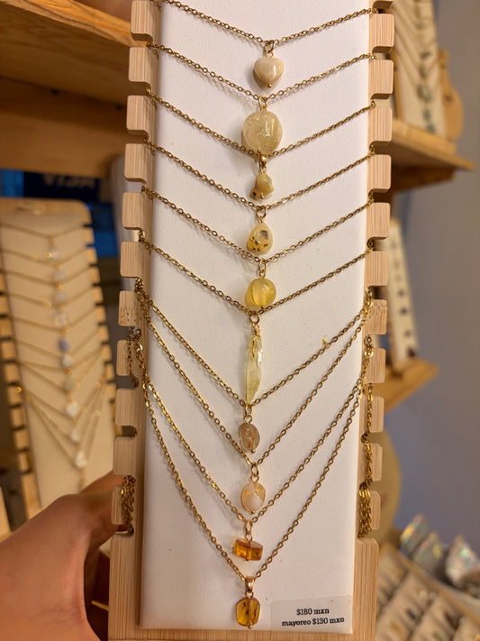 Stock de $100 pesitos•Collar Mineral Sencillo Varios