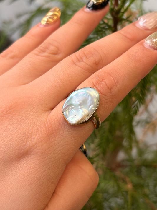 Anillo Perla Ovalada Maxi