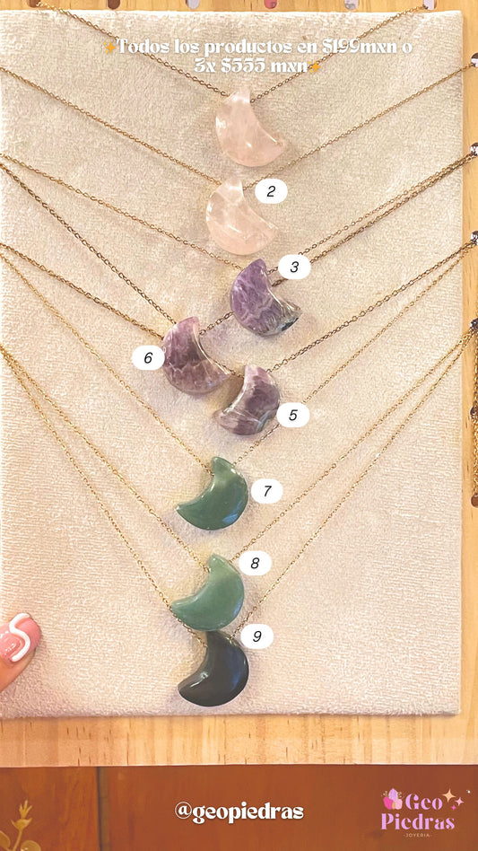 Collar de Luna de Cuarzo Perforado