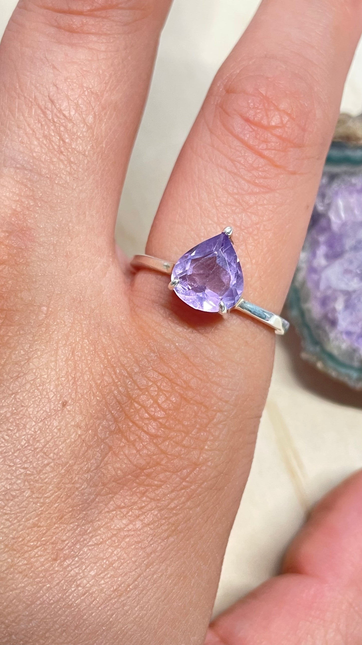 Anillo Plata Ley .925 Amatista Facetada Talla 9