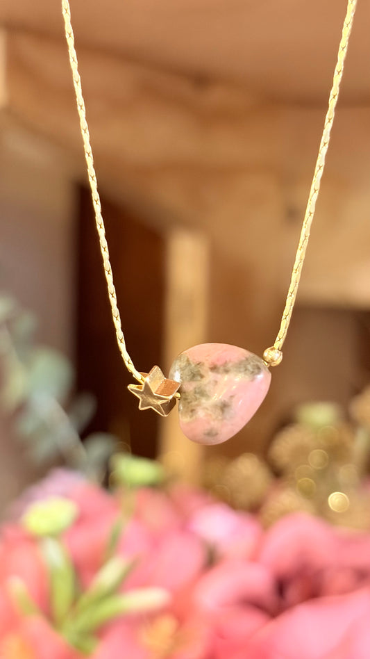 Collar Rodonita  Corazón ⭐️ Brillos de Universo