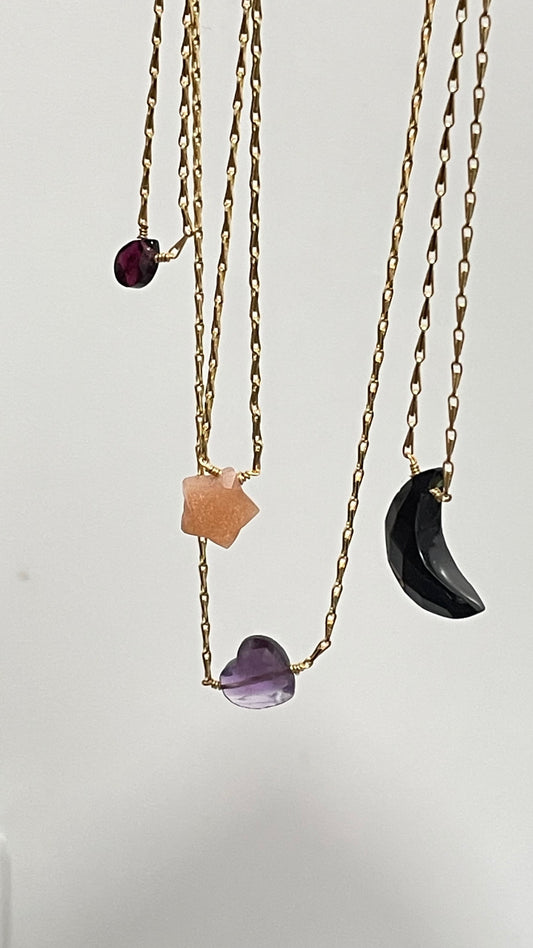 Kit Mini Amuletos ✨🌙Baby Witch🌙✨ • Obsidiana• Grante• Piedra sol• Amatista•