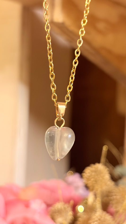 Collar Fluorita Verde Corazón Mini    (Pieza Única)