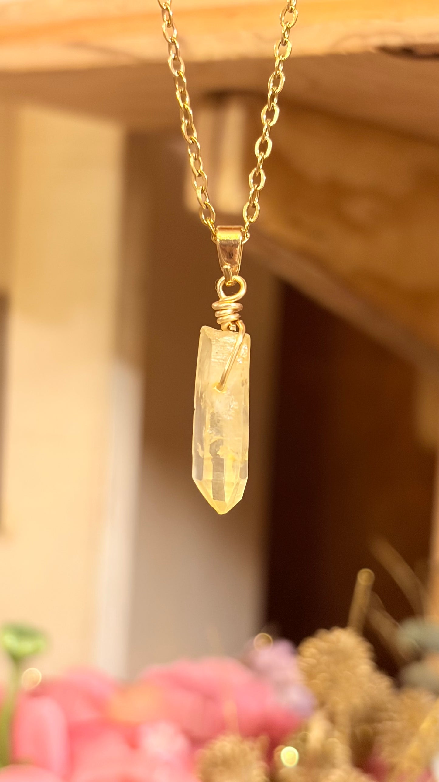 Collar Cuarzo Aura Amarillo (Pieza Única)