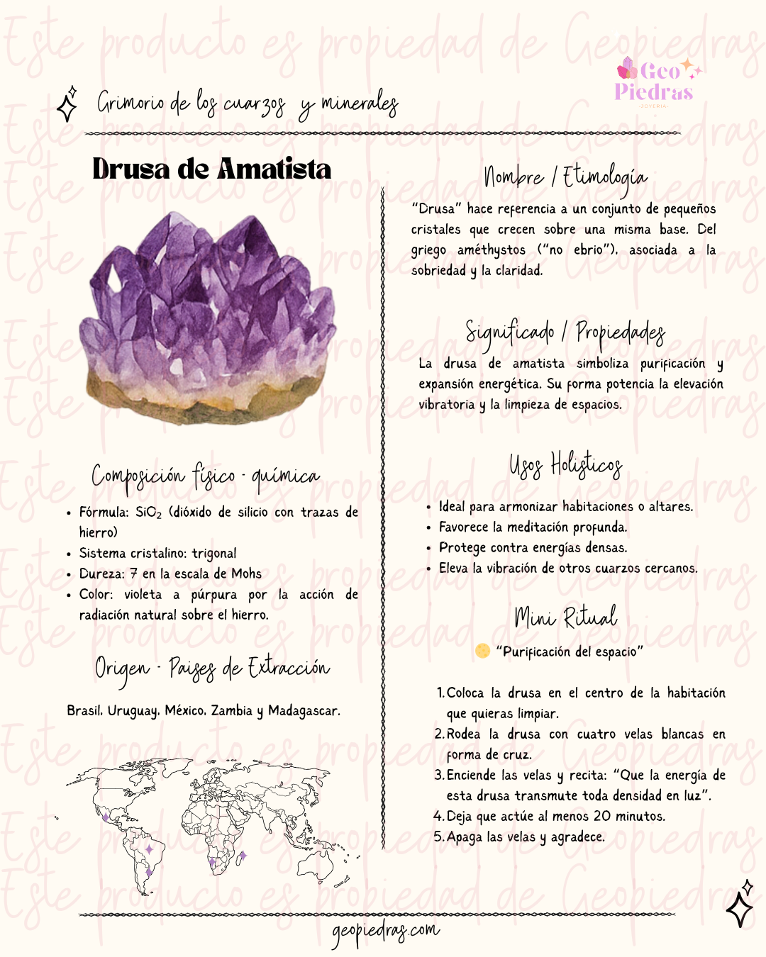 ✨Grimorio de los Cuarzos y Minerales ✨ Vol.1 + Póster  Guía Rápido y Significados de los cuarzos Tamaño tabloide + KIT de 5 Cuarzos  ( Drusa de amatista, Selenita, cuarzo rosa, Cuarzo Ojo de Tigre , Turmalina negra) ✨