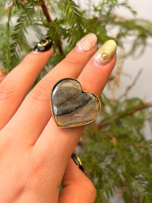 Anillo Labradorita Corazón Maxi