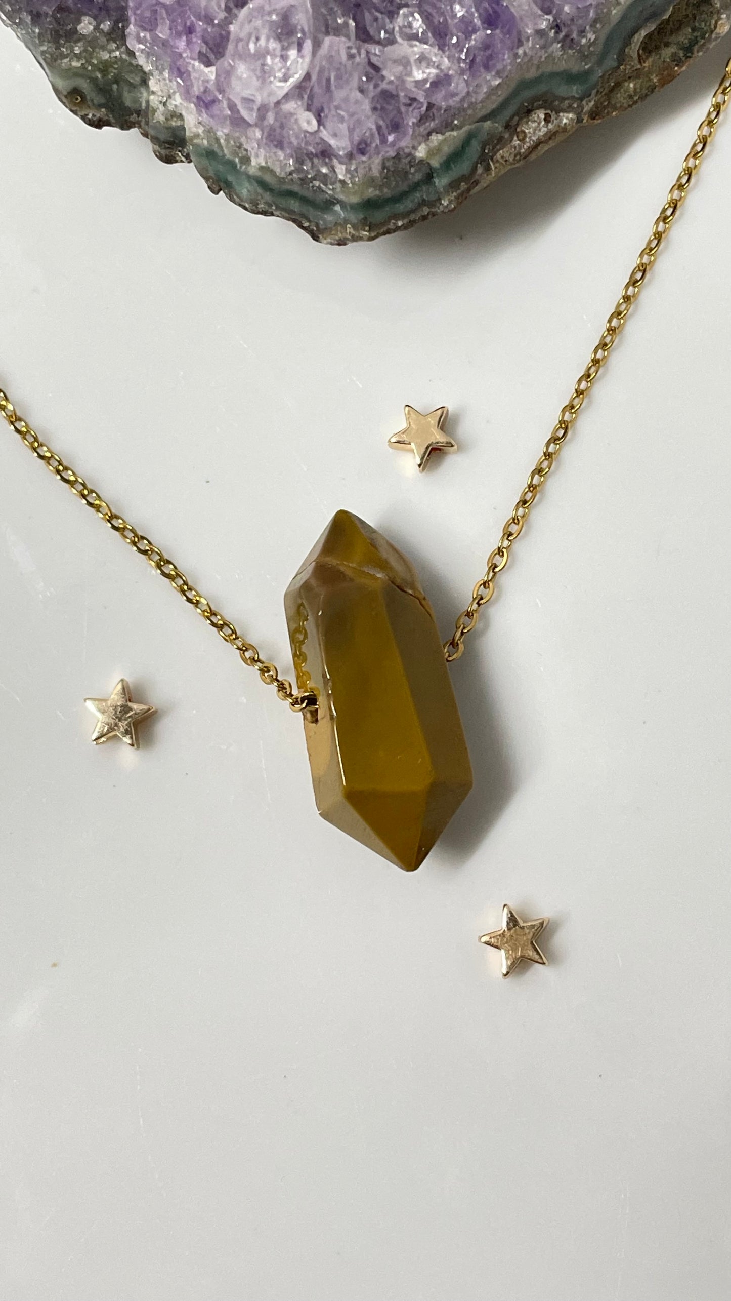 Collar Jaspe Amarillo Doble Punta