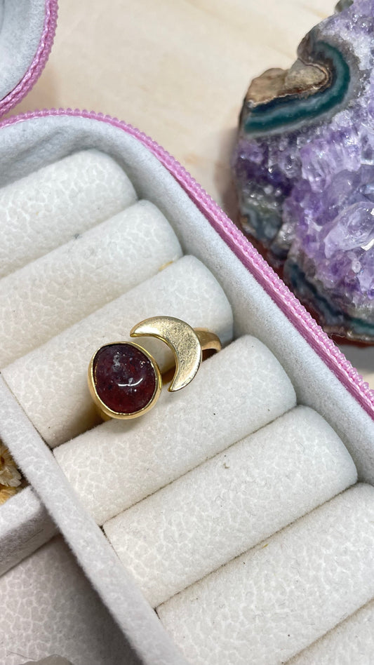 Anillo Cuarzo Fresa y Luna