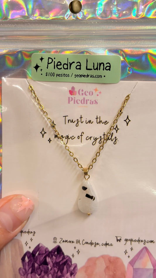 Collar Sencillo Mineral •Stock de 100 Pesitos • Piedra de Luna