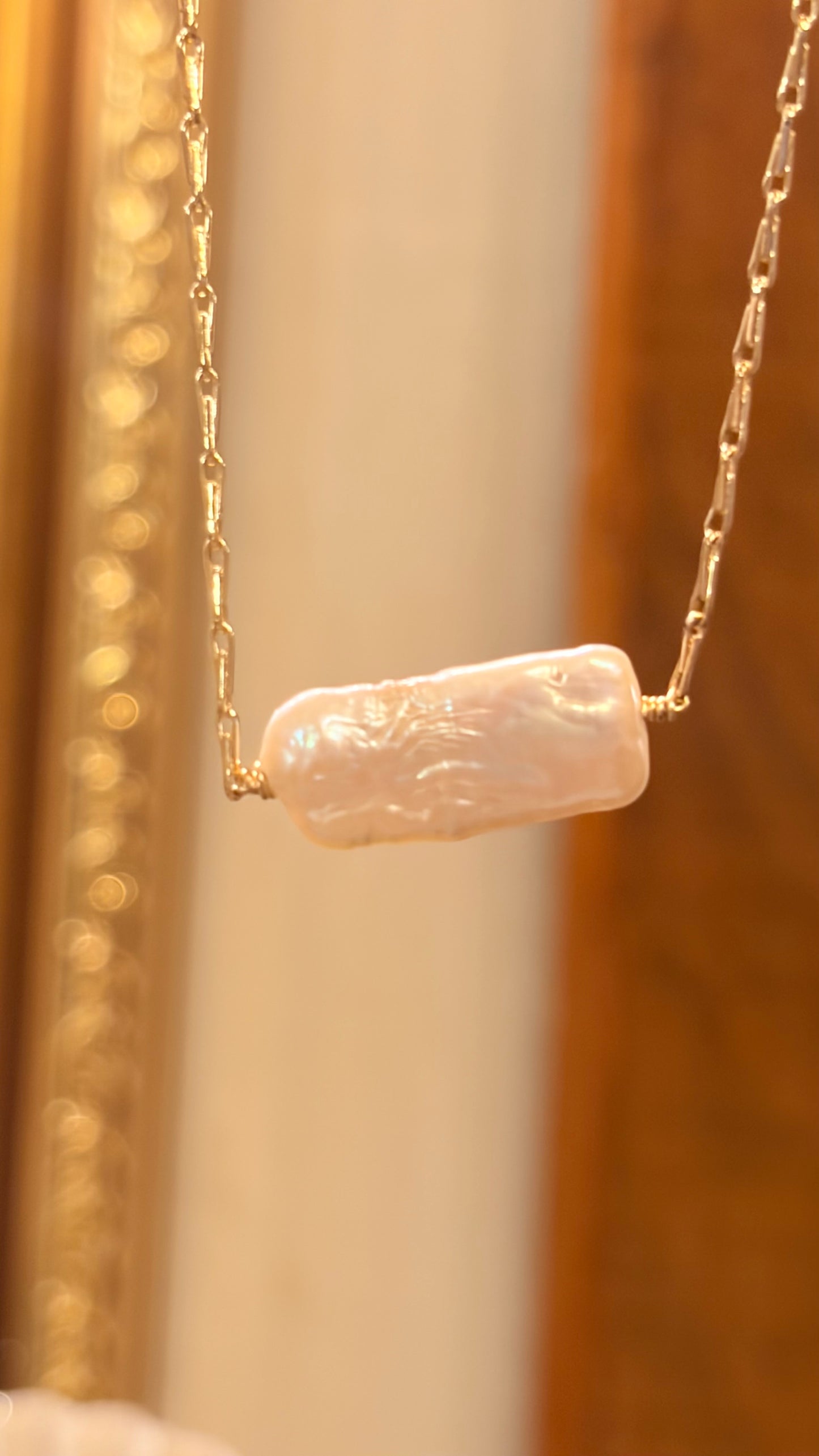 Collar Shine Perla Rectangular