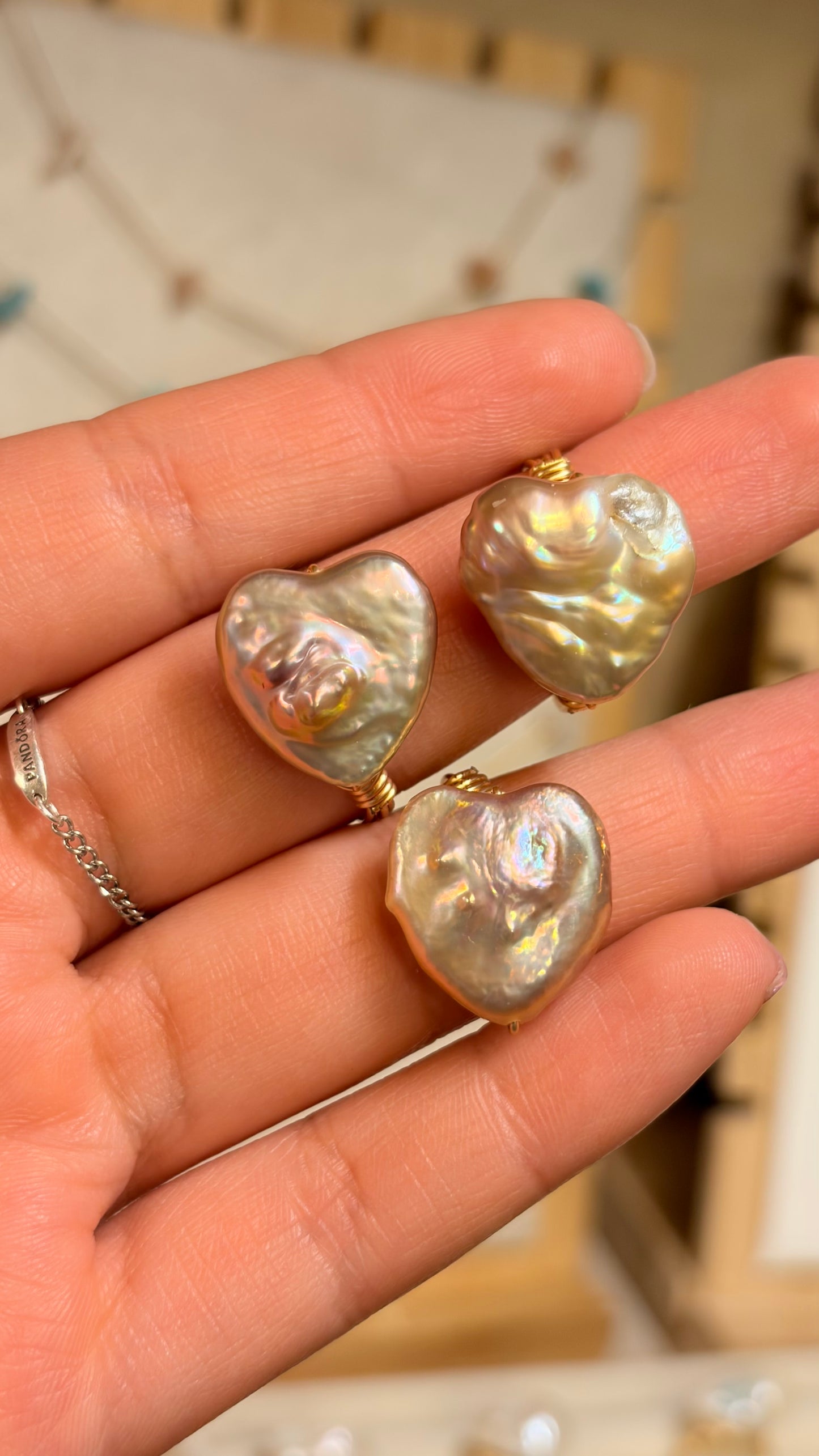 Anillo Cuarzo Perla Corazón