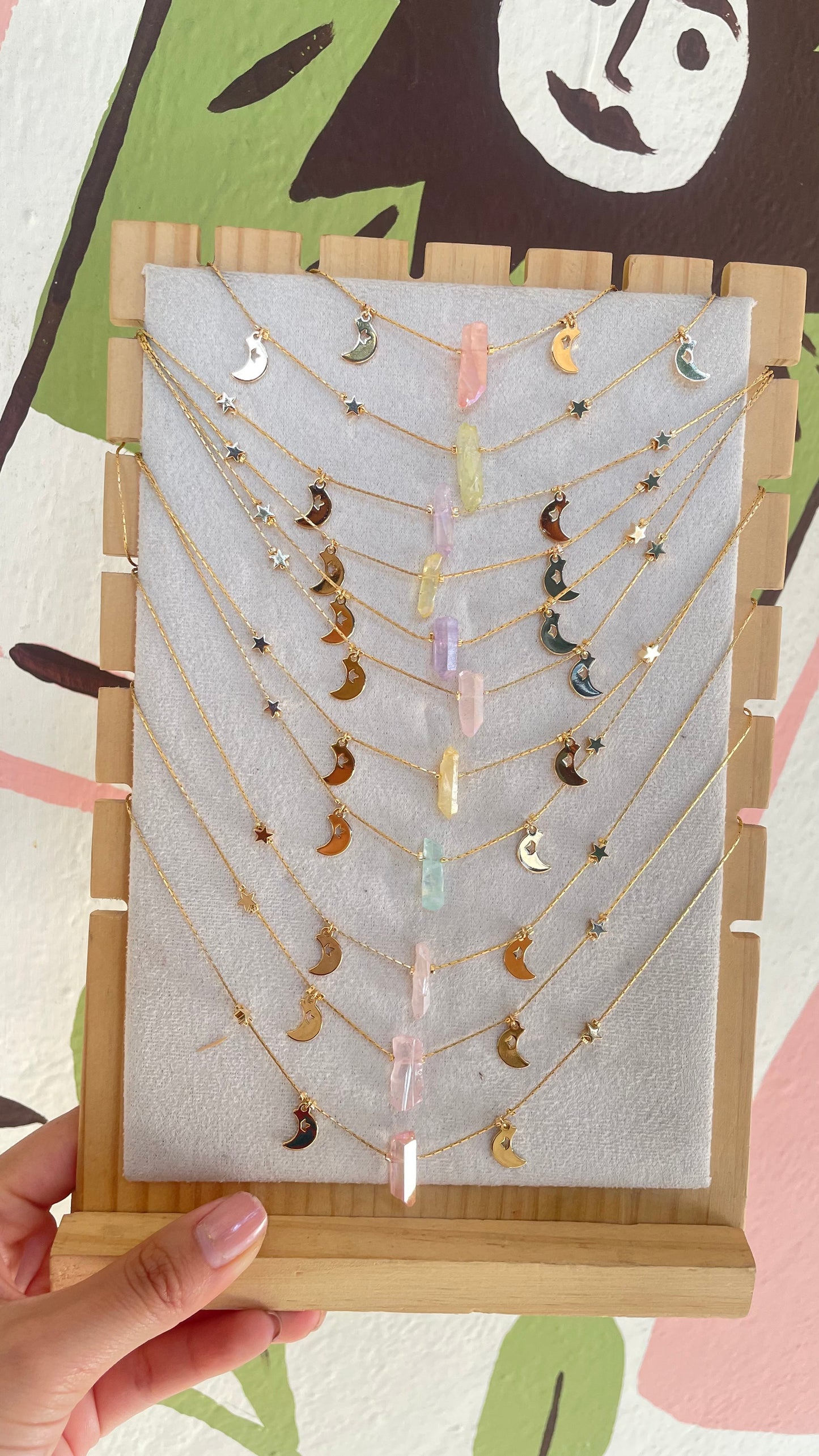 Collar Universo Cuarzo Aura pastel