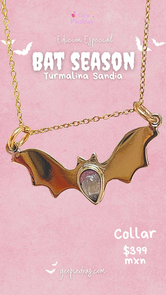 ✨🦇🍉 Collar Bat Season EDICIÓN ESPECIAL •Turmalina Sandía • 🍉 🦇✨-Temporada de Brujas-