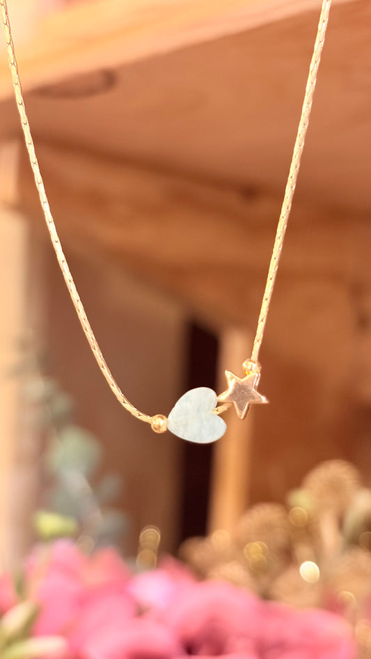 Collar Corazón Amazonita Mini⭐️ Brillos de Universo