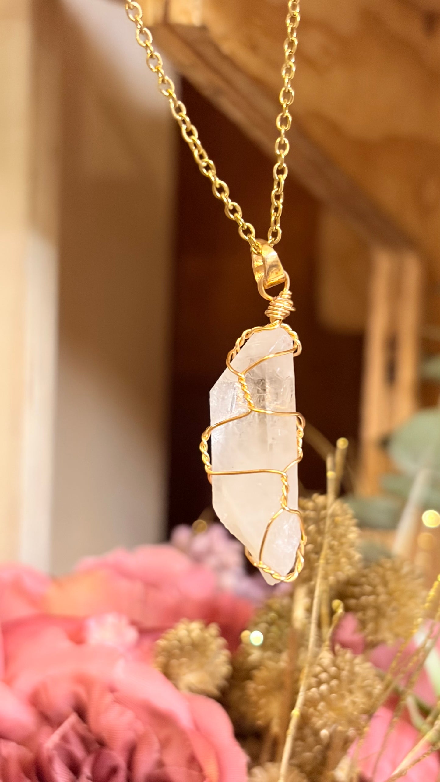Collar Cuarzo Piña Cristal Engarzado (Pieza Única)