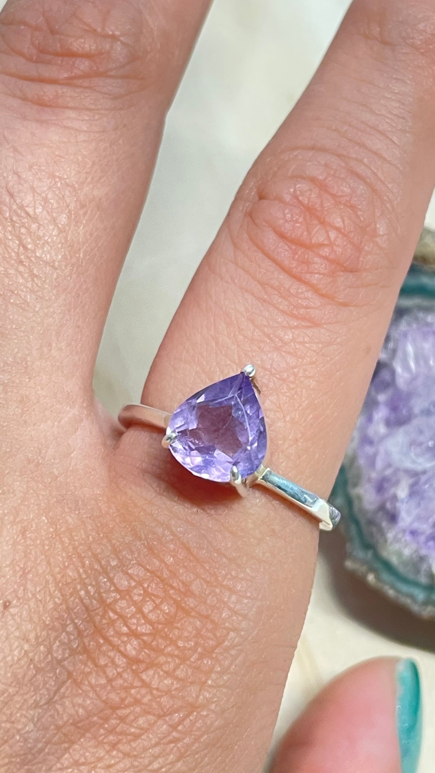 Anillo Plata Ley .925 Amatista Facetada Talla 9