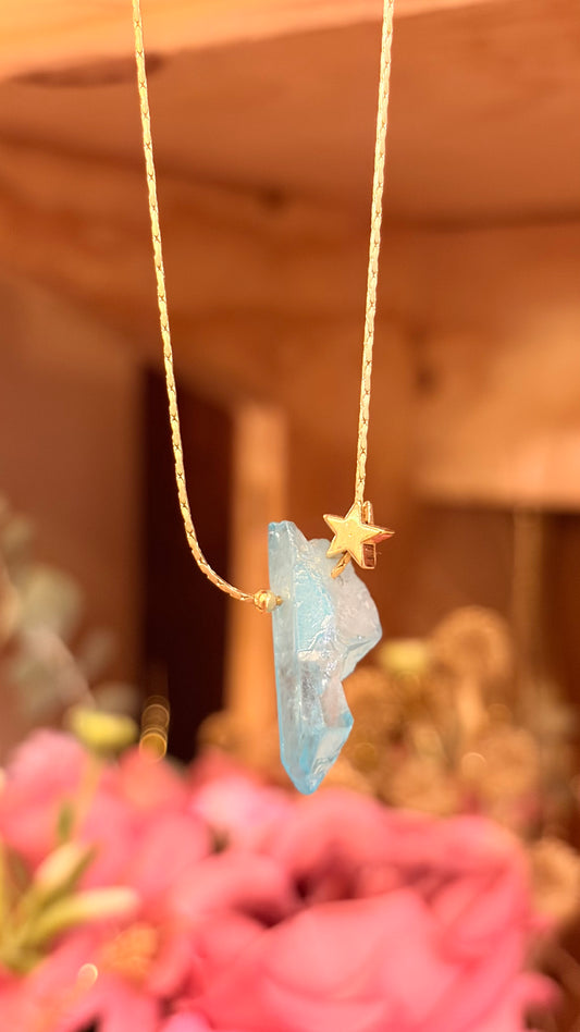 Collar Cuarzo Aura Azul⭐️ Brillos de Universo