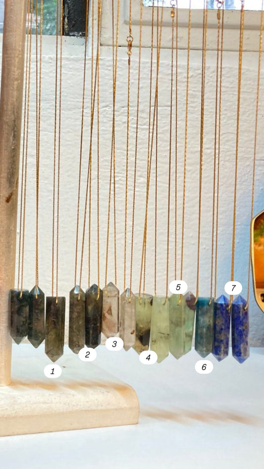 Collar Doble Punta de Cuarzo de  Pakistán