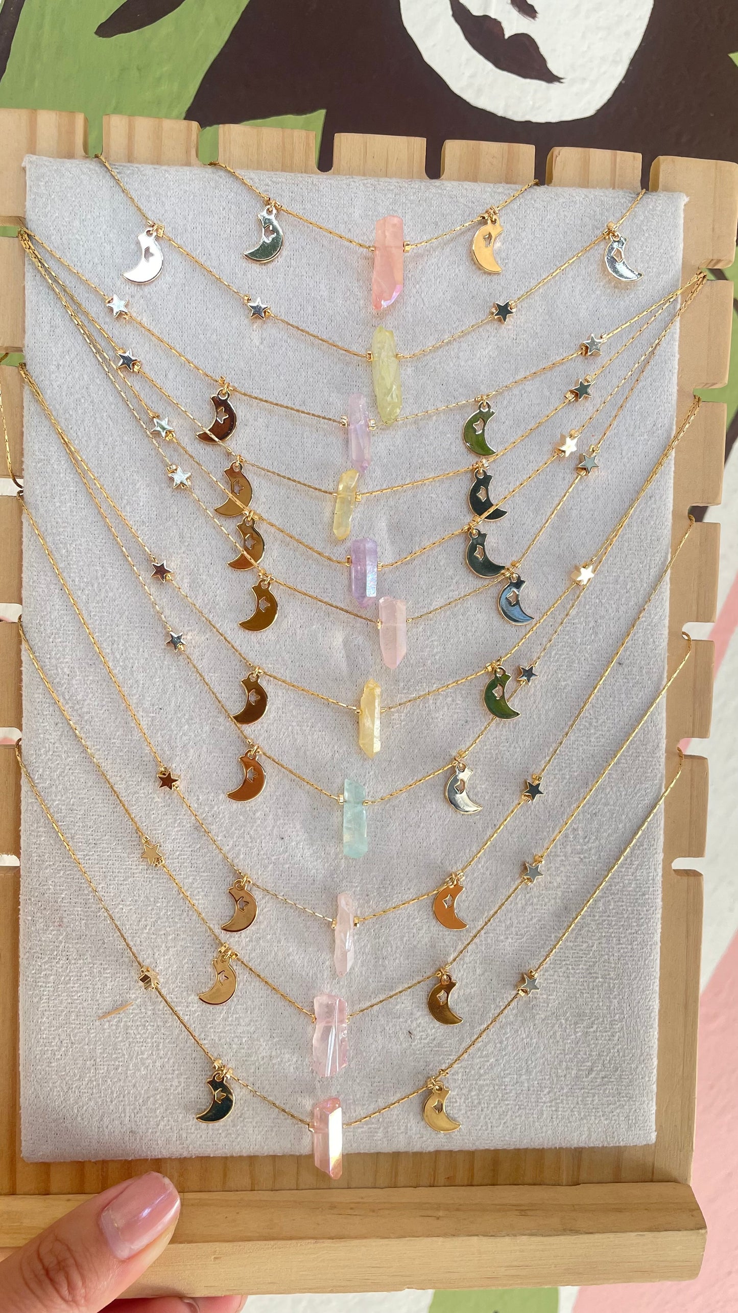 Collar Universo Cuarzo Aura pastel