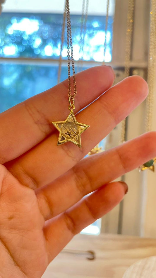 Collar Estrella de Cuarzo Turmalinado